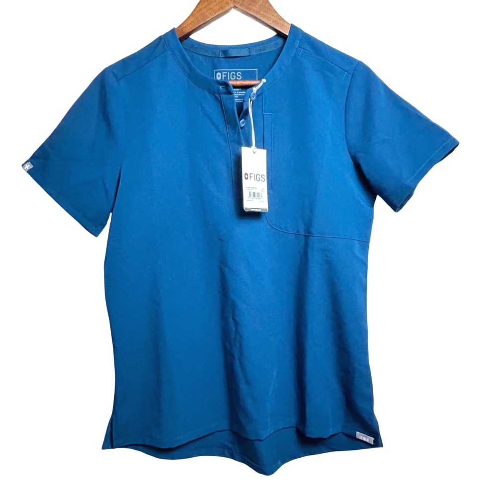 FIGS W Marsh Teal Blue Scrub Top XS Short Sleeve Medical Uniform‎ Workwear New